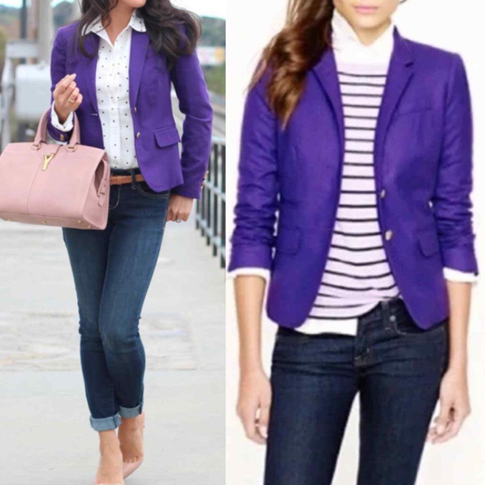 J. Crew Women's Blazer Schoolboy Wool Royal Purple Size 0